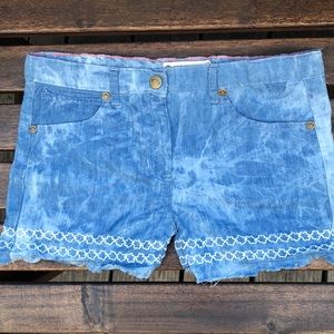 Chambray tie-dye cut off girls shorts
